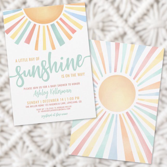 Invitation Little Ray Of Sunshine Boho Baby shower (Little Ray Of Sunshine Boho Baby Shower Invitation)