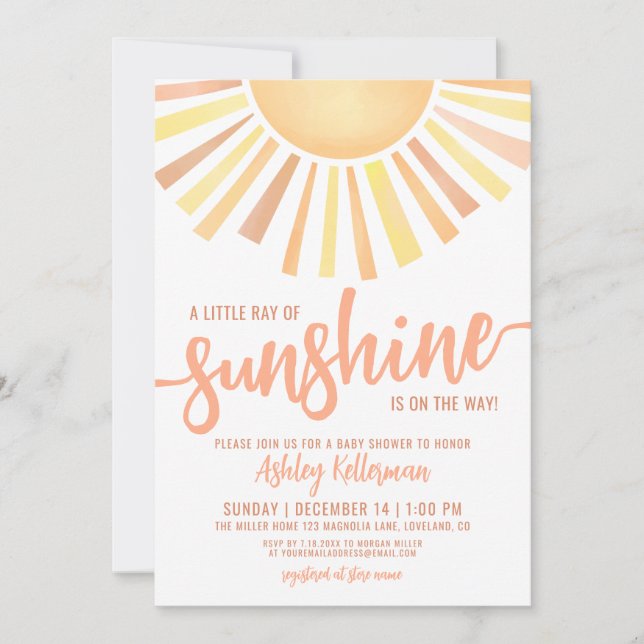 Invitation Little Ray Of Sunshine Boho Baby Shower (Devant)