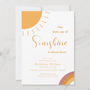 Invitation Little Ray of Sunshine Boho Baby shower arc-en-cie