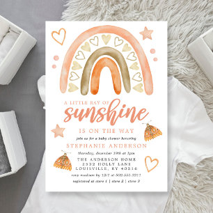 Invitation Little Ray Of Sunshine Boho Rainbow Baby shower