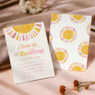 Invitation Little Ray of Sunshine Boho Retro Girl Baby shower