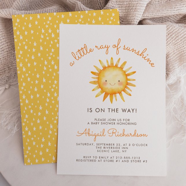 Invitation Little Ray of Sunshine Cute Baby Shower (Créateur téléchargé)
