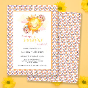 Invitation Little Ray Of Sunshine Floral Baby shower Arc En C