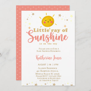 Invitation Little Ray of Sunshine Girls Baby shower