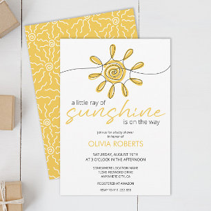 Invitation Little Ray Of Sunshine Line Art Sun Baby shower