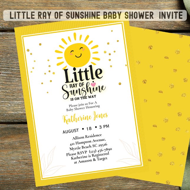 Invitation Little Ray of Sunshine Parties scintillant Baby sh (Créateur téléchargé)