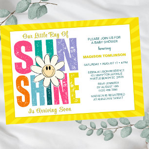 Invitation Little Ray of Sunshine Retro Baby shower neutre