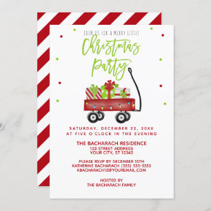Invitation Little Red Wagon Russe Noël Party