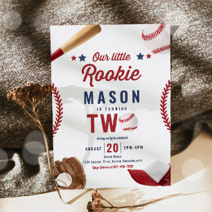 Invitation Little Rookie Baseball 2e fête d'anniversaire