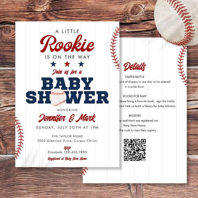 Invitation Little Rookie Baseball All In One Baby Shower (Little Rookie Baseball All In One Baby Shower Invitation)