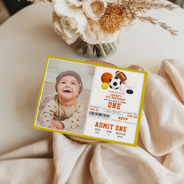 Invitation Little Rookie Sports 1st Birthday | Fun All-Star  (Little Rookie Sports 1st Birthday | Fun All-Star invitation)