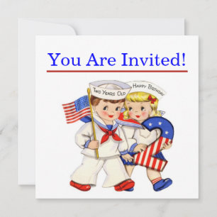Invitation Little Sailor Twins 2ème anniversaire