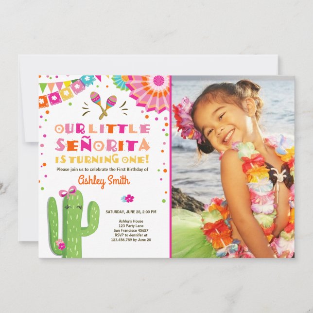 Invitation Little Senorita Fiesta Cactus rose Premier anniver (Devant)