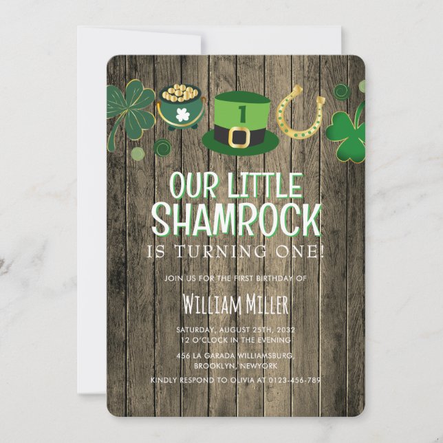 Invitation Little Shamrock St Patrick's Day Anniversaire rust (Devant)