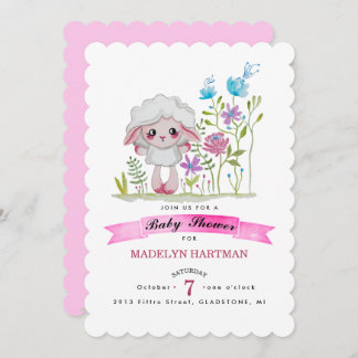 Invitation Little sheep in watercolor