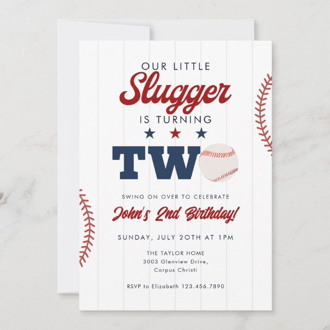 Invitation Little Slugger Baseball 2e anniversaire (Devant)