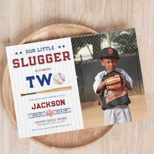 Invitation Little Slugger Boy 2e photo de baseball d'annivers