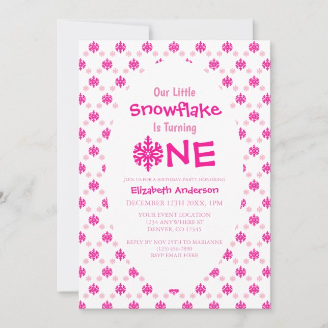 Invitation Little Snowflake 1er anniversaire (Devant)