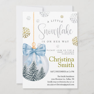 Invitation Little Snowflake Winter Wonderland Baby Boy Shower