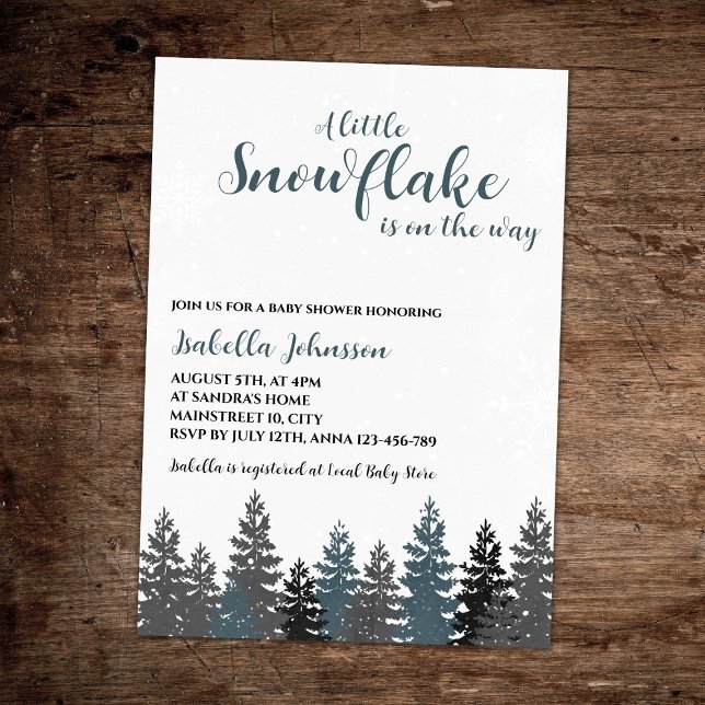 Invitation Little Snowflake Winter Wonderland Baby shower (little snowflake on the way winter wonderland  baby shower invitation gender neutral)