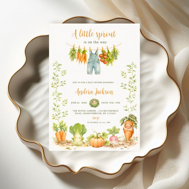 Invitation  Little Sprout Clothesline Garden Baby Shower  (Créateur téléchargé)