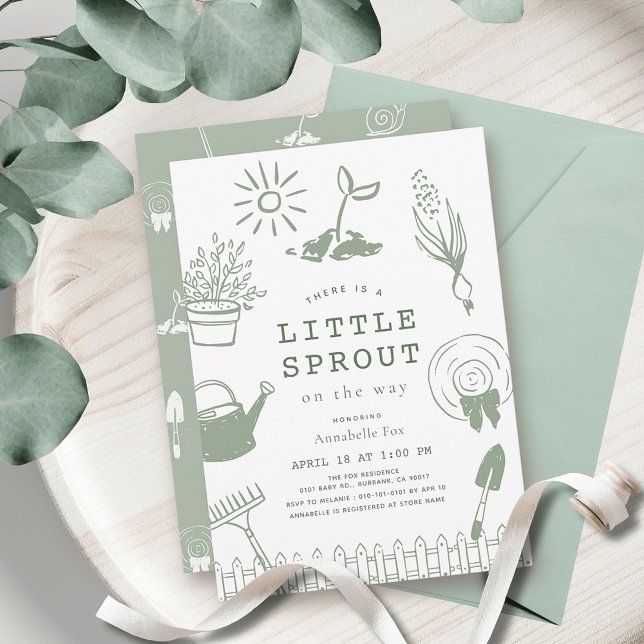 Invitation Little Sprout Hand-drawn Garden Baby Shower (Créateur téléchargé)