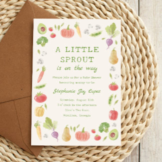 Invitation Little Sprout on the Way Vegetables Baby Shower