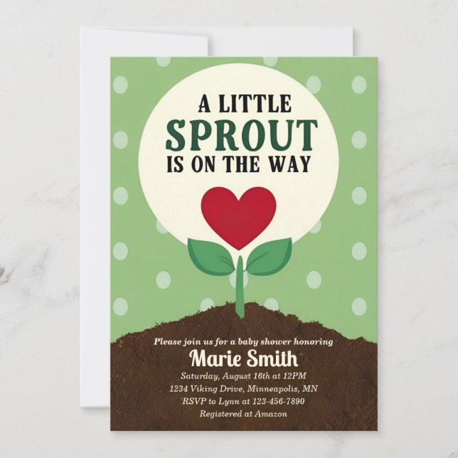Invitation Little Sprout se trouve sur le Baby shower Way (Devant)