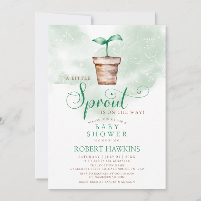 Invitation Little Sprout se trouve sur le Baby shower Way Gar (Devant)