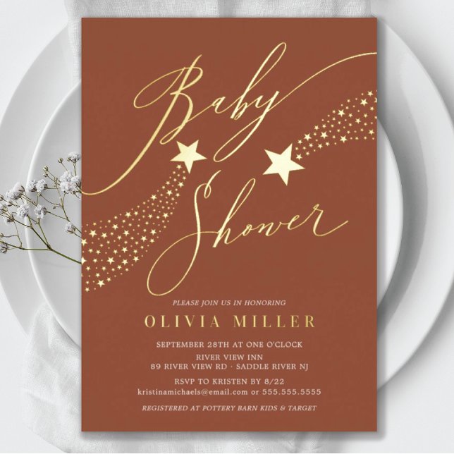 Invitation Little Star Baby shower Foil (Créateur téléchargé)