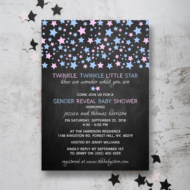 Invitation Little Star Gender Reveal Party ! Baby shower (Créateur téléchargé)