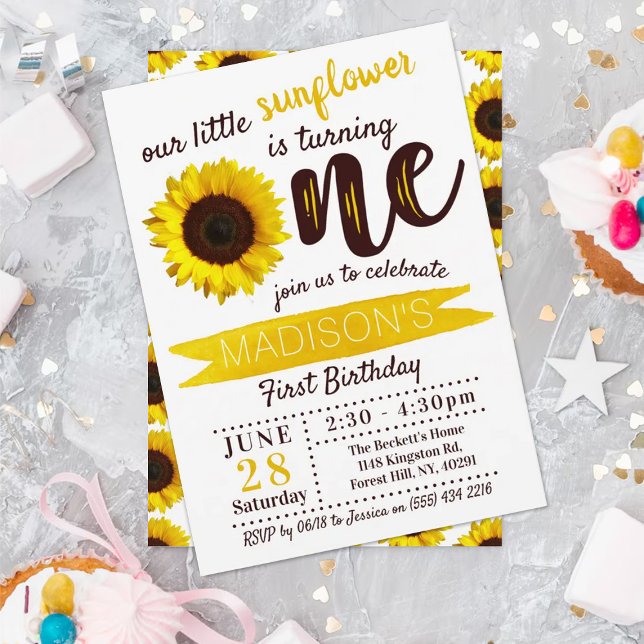 Invitation Little Sunflower 1st Birthday (Créateur téléchargé)
