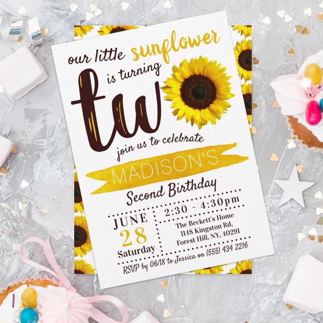 Invitation Little Sunflower 2e anniversaire (Créateur téléchargé)