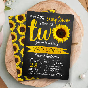 Invitation Little Sunflower Chalkboard 2e anniversaire