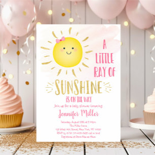 Invitation Little Sunshine Baby shower rose et or