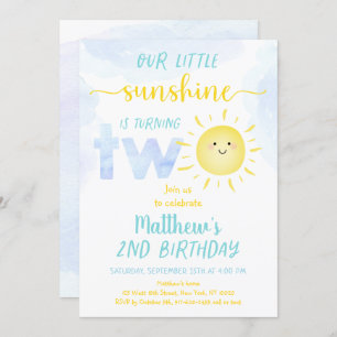 Invitation Little Sunshine Boy Deuxième anniversaire