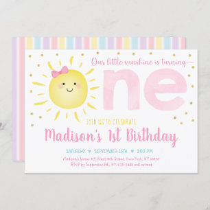 Invitation Little Sunshine Pastel Pink Gold Premier anniversa