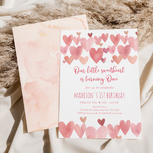 Invitation Little Sweetheart Boho Hearts Premier anniversaire