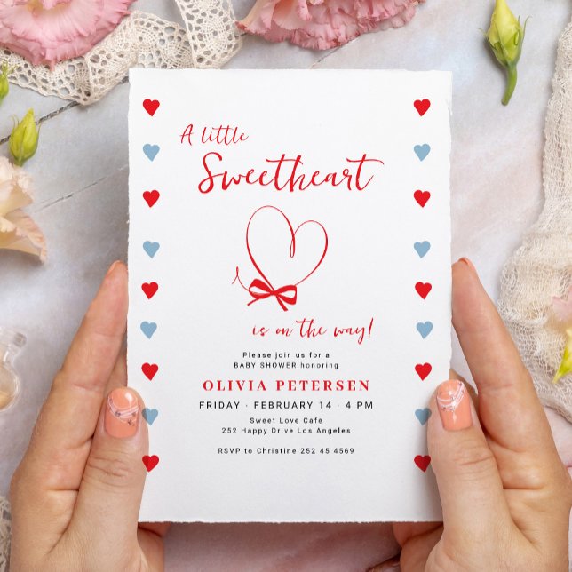 Invitation Little sweetheart cute Valentines boy baby shower (Créateur téléchargé)