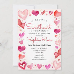 Invitation Little Sweetheart Février fête d'anniversaire pour