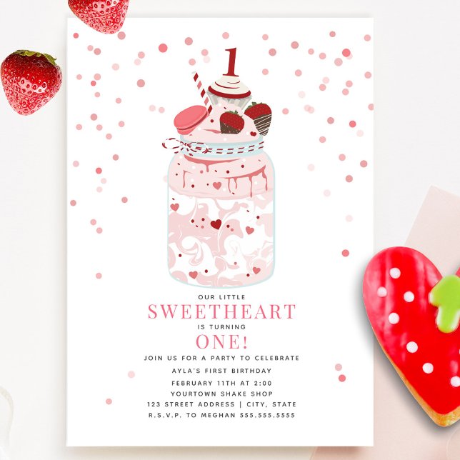 Invitation Little Sweetheart Milkshake Valentine 1er annivers (Créateur téléchargé)
