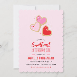 Invitation Little Sweetheart Valentine 1st Birthday Party