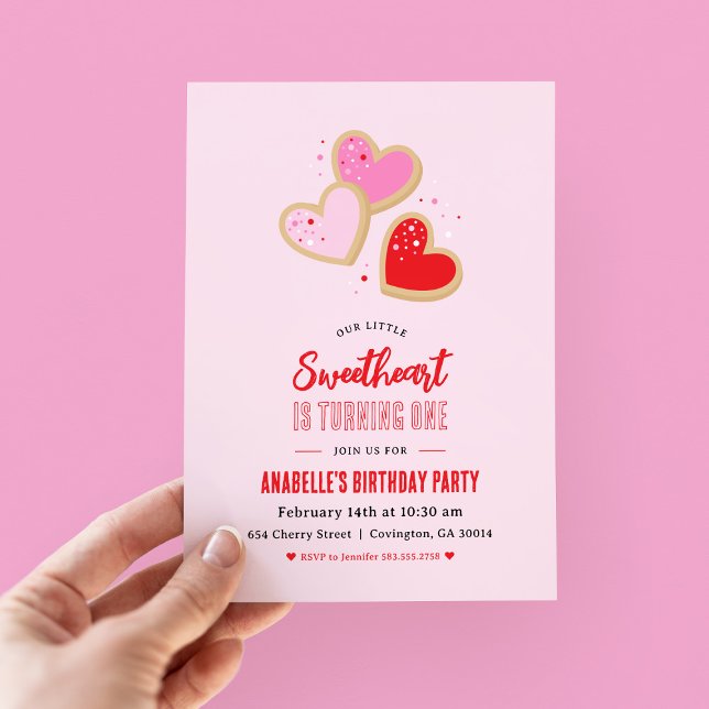 Invitation Little Sweetheart Valentine 1st Birthday Party (Créateur téléchargé)