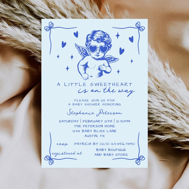 Invitation Little Sweetheart Valentine Cupid Boy Baby Shower (Créateur téléchargé)