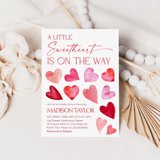 Invitation Little Sweetheart Valentine Hearts Baby Shower (Créateur téléchargé)