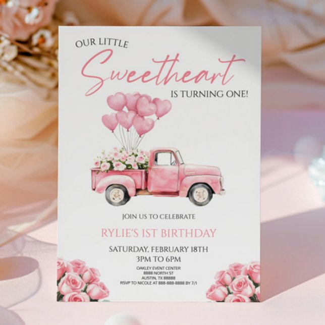 Invitation Little Sweetheart Valentine's Day Birthday Party (Créateur téléchargé)