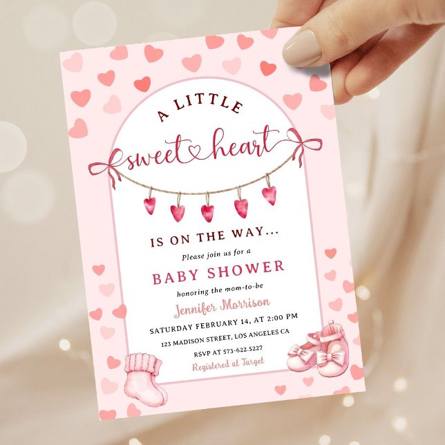 Invitation Little Sweetheart Valentine's Day Girl Baby Shower (Créateur téléchargé)