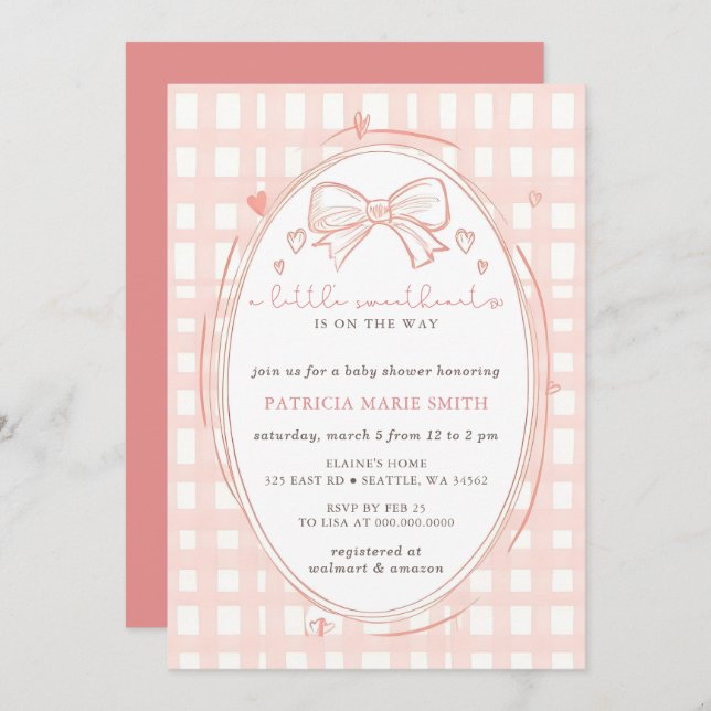 Invitation Little Sweetheart Valentines Girl Baby Shower (Devant / Derrière)