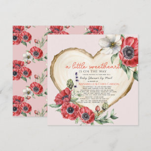 Invitation Little Sweetheart Wood Slice Baby shower par Mail