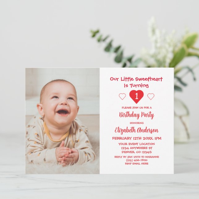 Invitation Little Sweethee 1er anniversaire (Debout devant)